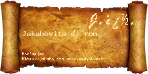 Jakabovits Áron névjegykártya